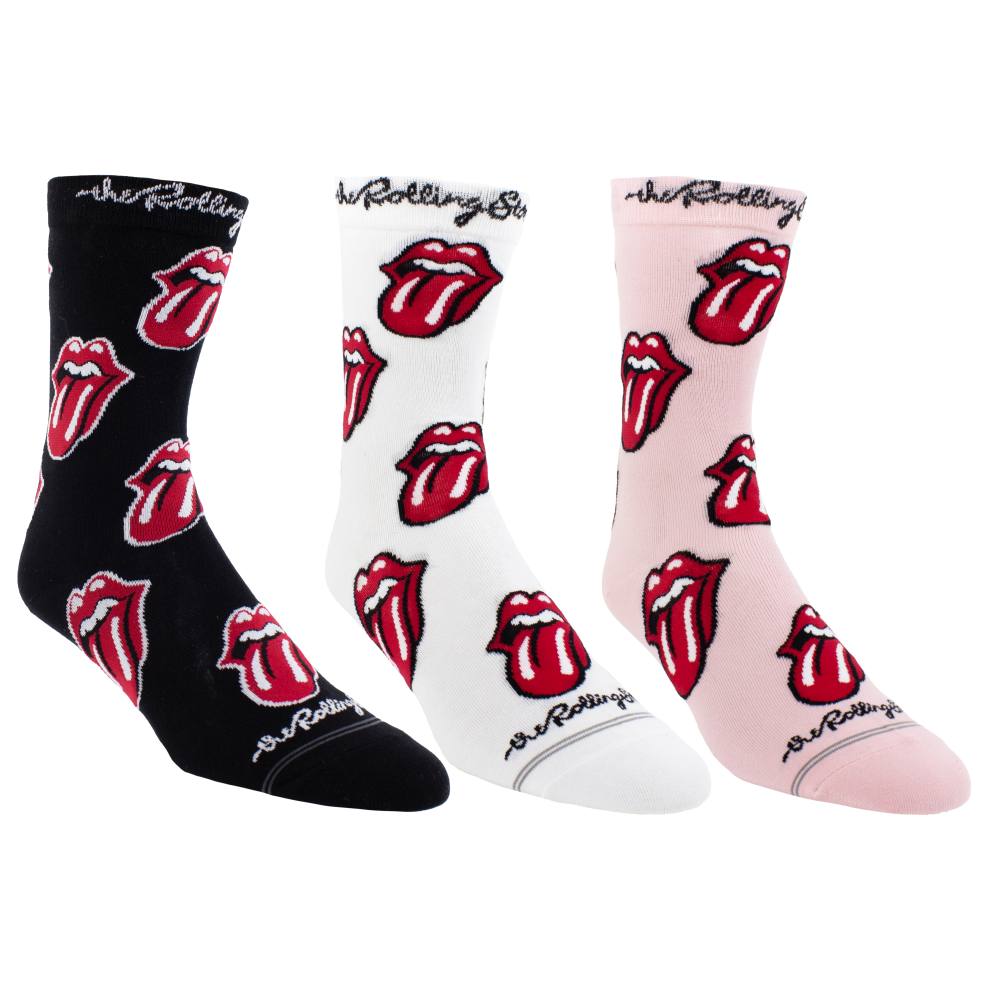 The Rolling Stones - Allover Classic Tongues Crew Sokken - Zwart/Multicolours